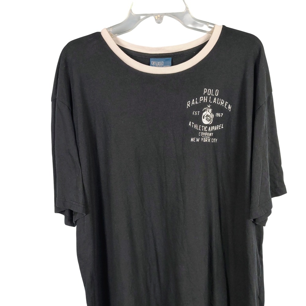 Polo Ralph Lauren Mens XXL Ringer Tee Black Cotton Athletic Streetwear Gorpcore